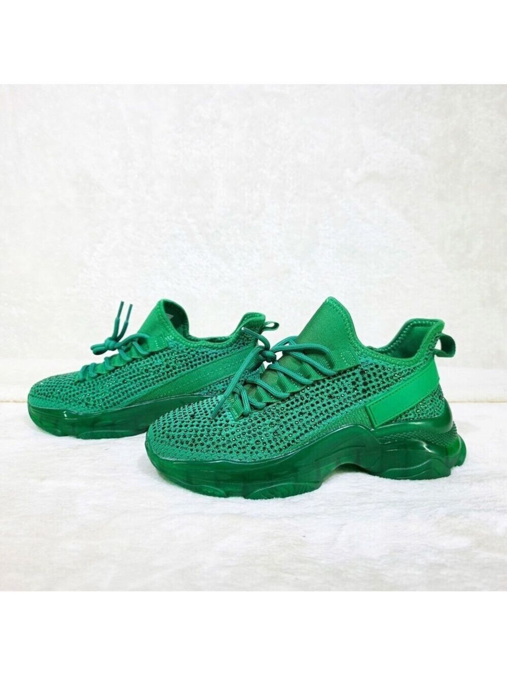 NIB Frey Green Jelly Sole Slip On Pull Tie Comfy Running Shoes Sneakers